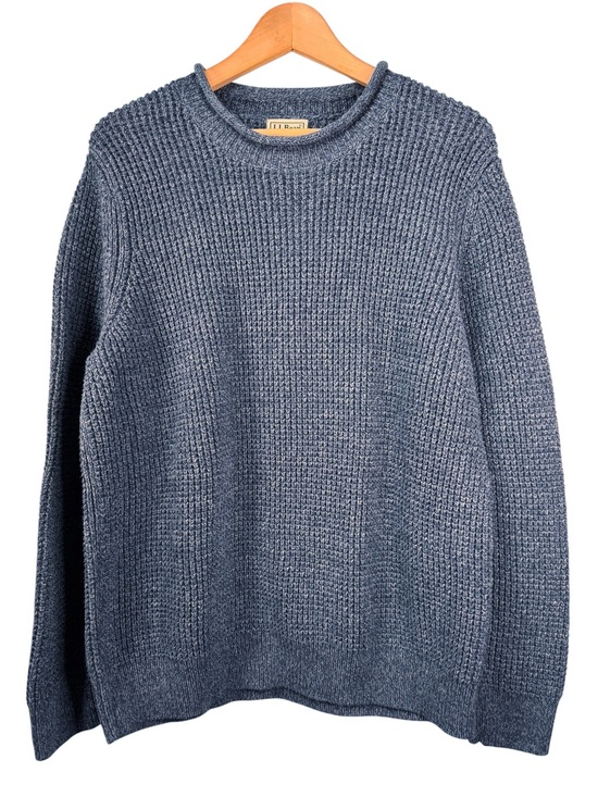 L.L. Bean Other - LL Bean Organic Cotton Rollneck Crew Waffle Sweater Mens Size Large Indigo Blue